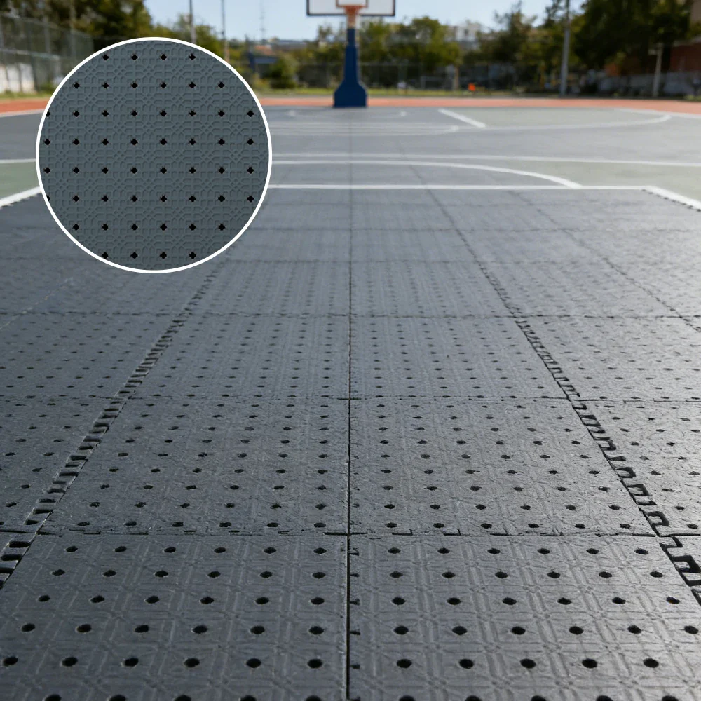 DUNK MASTER Outdoor Interlocking Sports Floor Tiles Anti-Slip Shock Absorbing Basketball Court Flooring 10/20/30 Square Meters - Dark Grey - Image 2