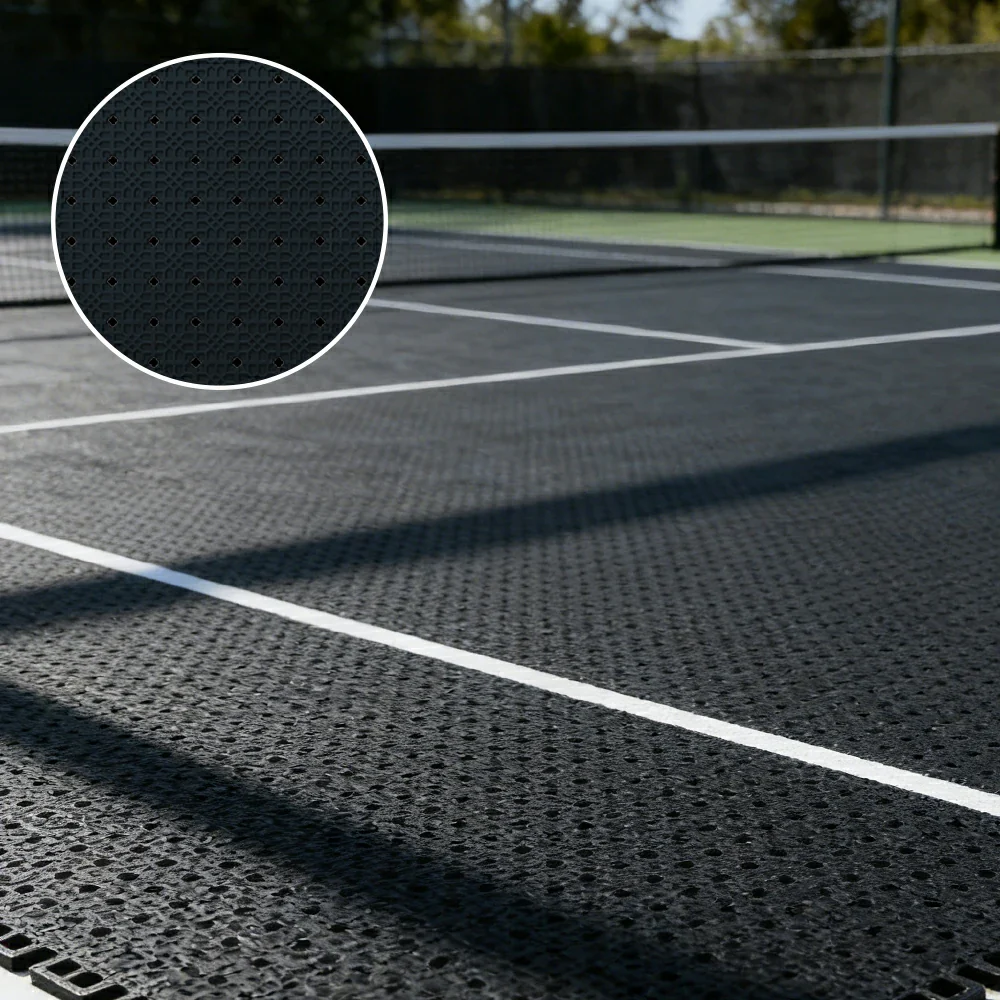 DUNK MASTER Outdoor Interlocking Sports Floor Tiles Anti-Slip Shock Absorbing Basketball Court Flooring 10/20/30 Square Meters - Black - Image 2