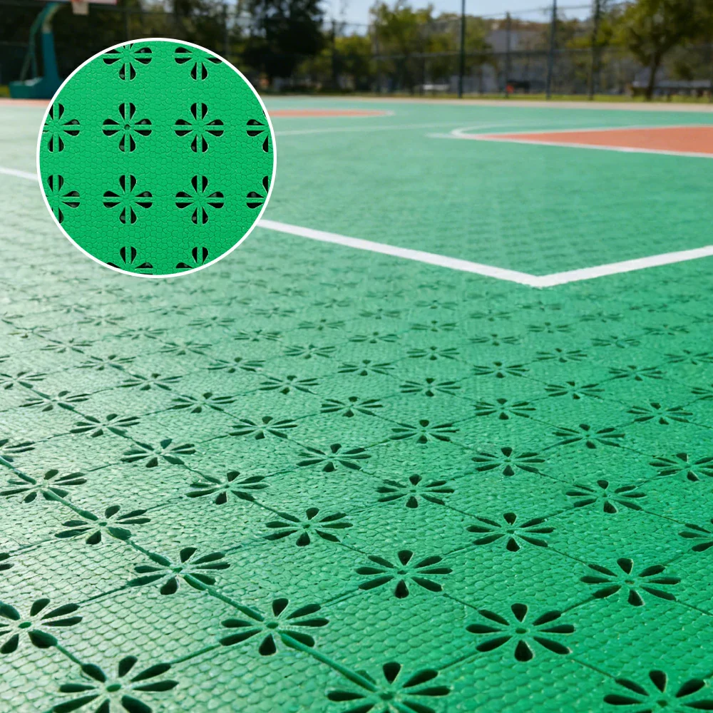 DUNK MASTER Interlocking Sports Court Tiles Anti-Slip Cushioning Drainage Flooring 10/20/30sqm Basketball Court Playground - Emerald Green - Image 2