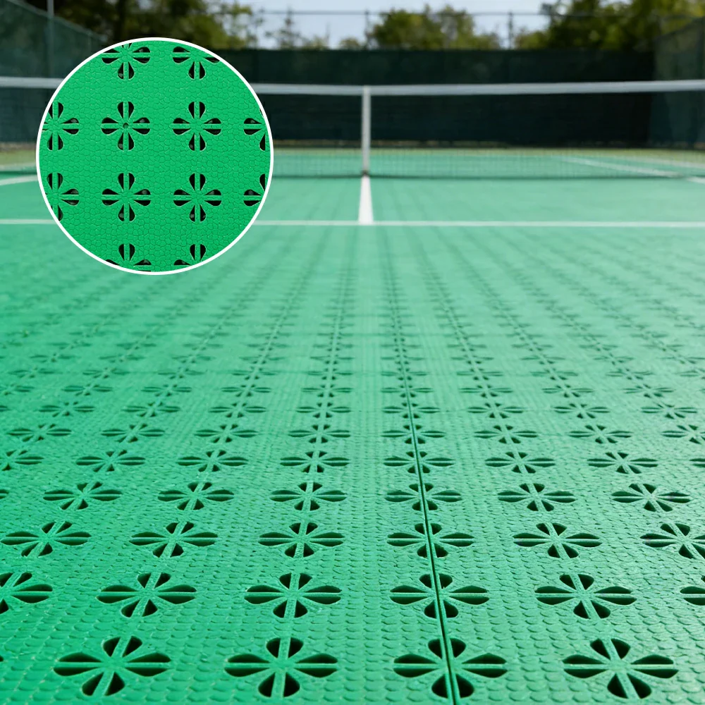 DUNK MASTER Interlocking Sports Court Tiles Anti-Slip Cushioning Drainage Flooring 10/20/30sqm Basketball Court Playground - Emerald Green - Image 4
