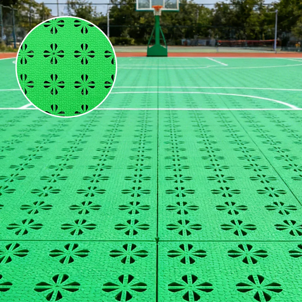 DUNK MASTER Interlocking Sports Court Tiles Anti-Slip Cushioning Drainage Flooring 10/20/30sqm Basketball Court Playground - Apple Green - Image 4