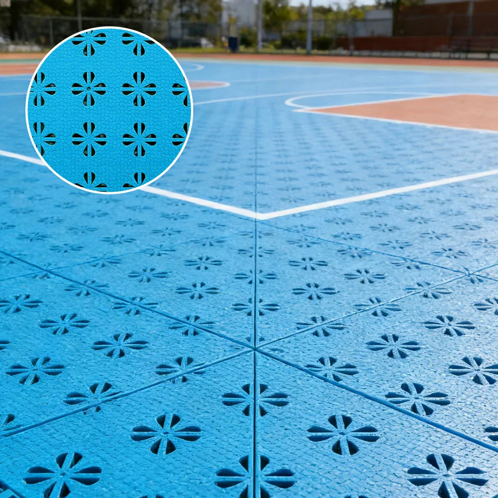 DUNK MASTER Interlocking Sports Court Tiles Anti-Slip Cushioning Drainage Flooring 10/20/30sqm Basketball Court Playground - Blue - Image 2