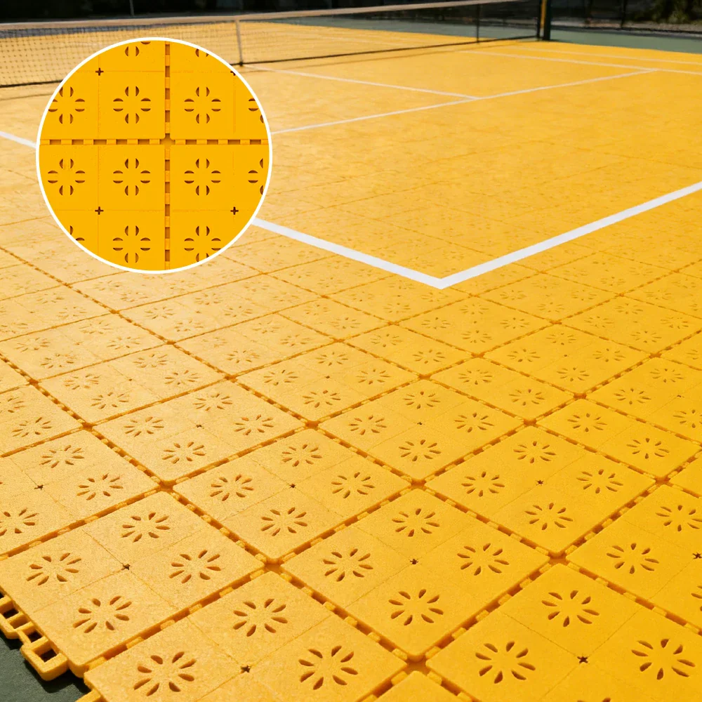 DUNK MASTER Interlocking Sports Court Tiles Anti-Slip Cushioning Drainage Flooring 10/20/30sqm Basketball Court Playground - Yellow - Image 2