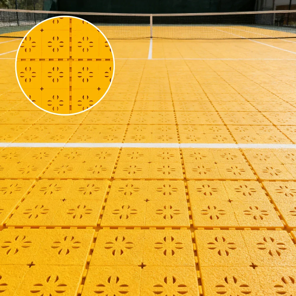 DUNK MASTER Interlocking Sports Court Tiles Anti-Slip Cushioning Drainage Flooring 10/20/30sqm Basketball Court Playground - Yellow - Image 4