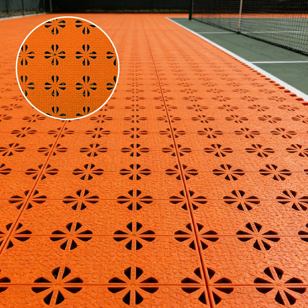 DUNK MASTER Interlocking Sports Court Tiles Anti-Slip Cushioning Drainage Flooring 10/20/30sqm Basketball Court Playground - Orange - Image 4
