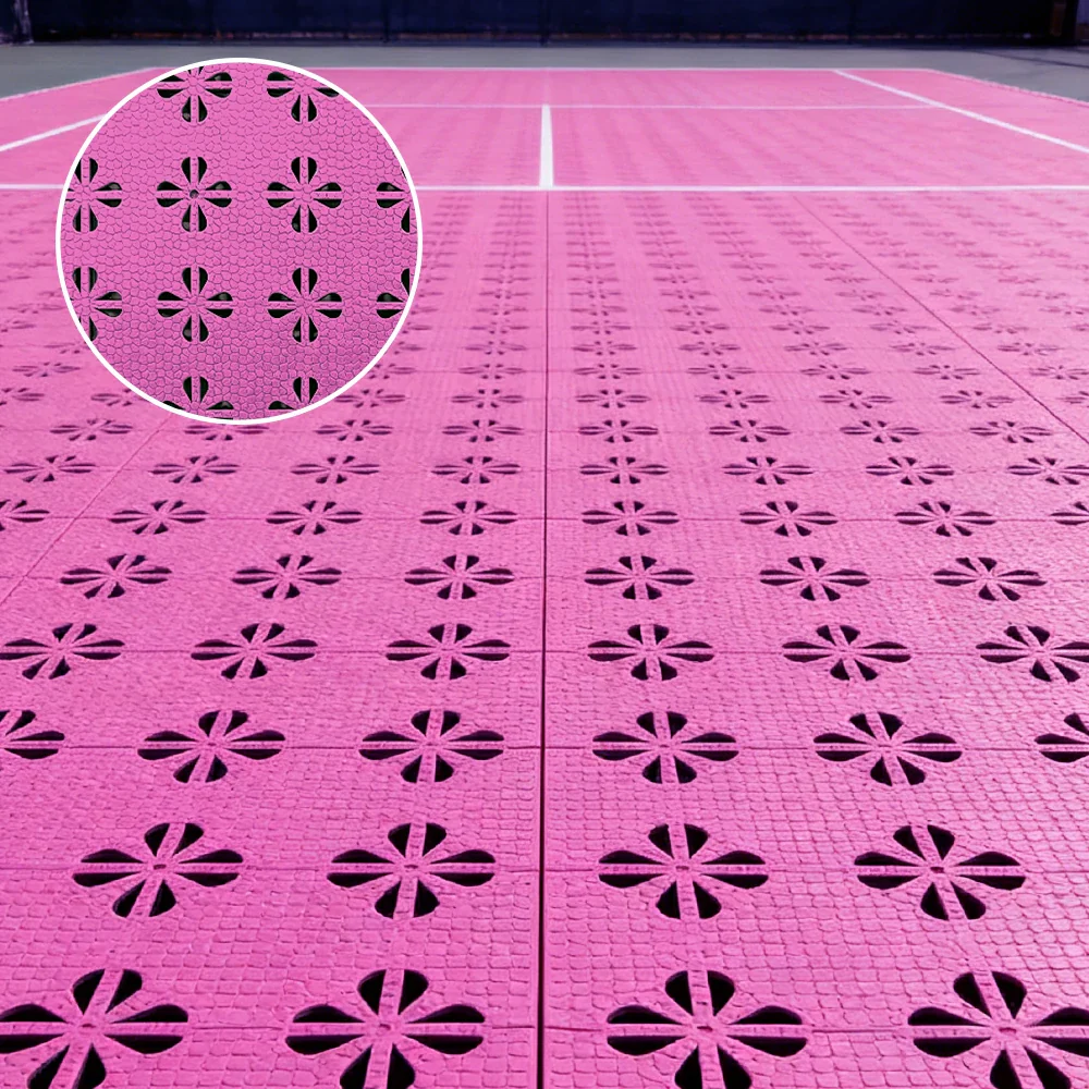 DUNK MASTER Interlocking Sports Court Tiles Anti-Slip Cushioning Drainage Flooring 10/20/30sqm Basketball Court Playground - Pink - Image 2