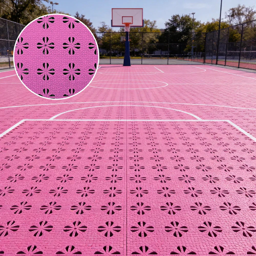 DUNK MASTER Interlocking Sports Court Tiles Anti-Slip Cushioning Drainage Flooring 10/20/30sqm Basketball Court Playground - Pink - Image 4