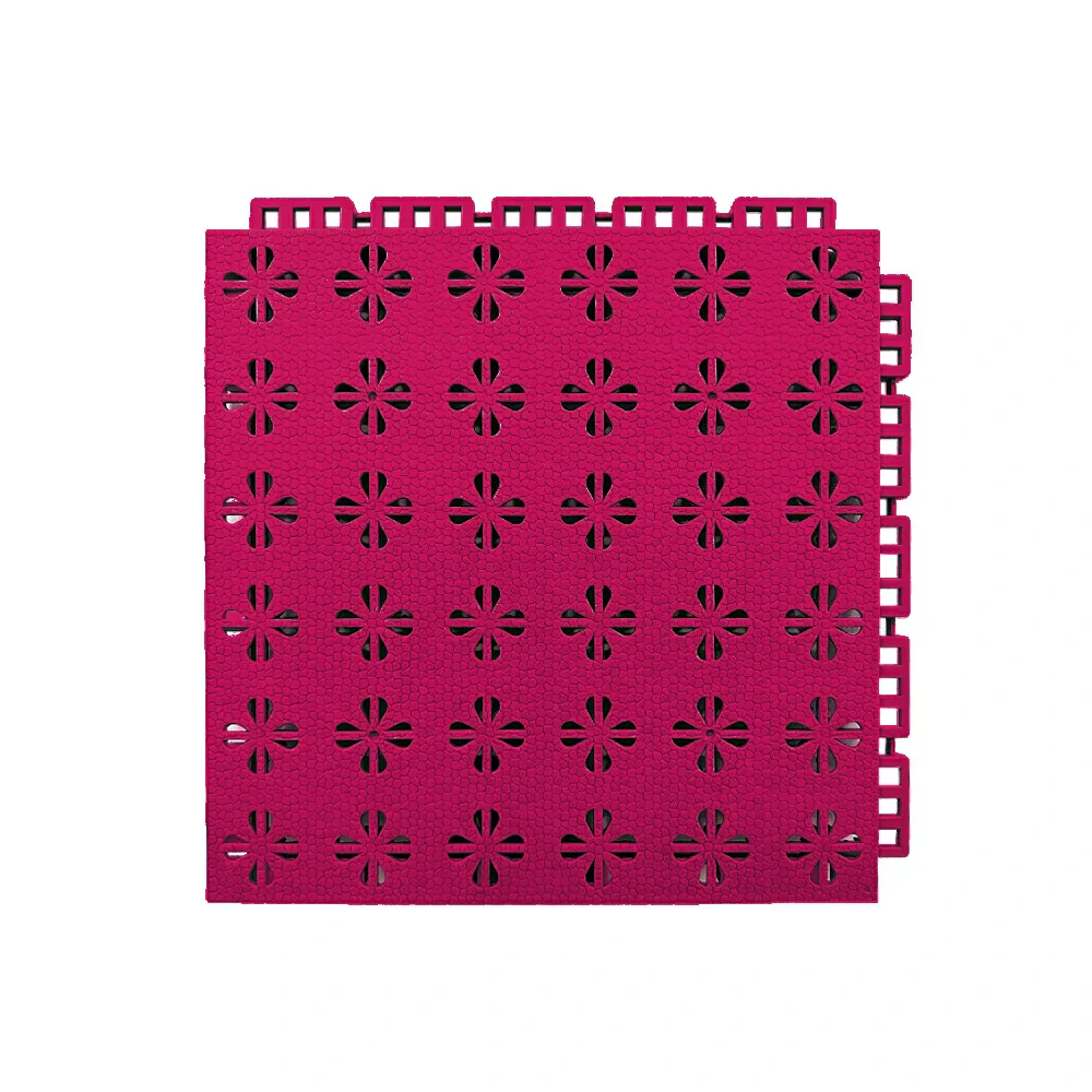 DUNK MASTER Interlocking Sports Court Tiles Anti-Slip Cushioning Drainage Flooring 10/20/30sqm Basketball Court Playground - Rose Red