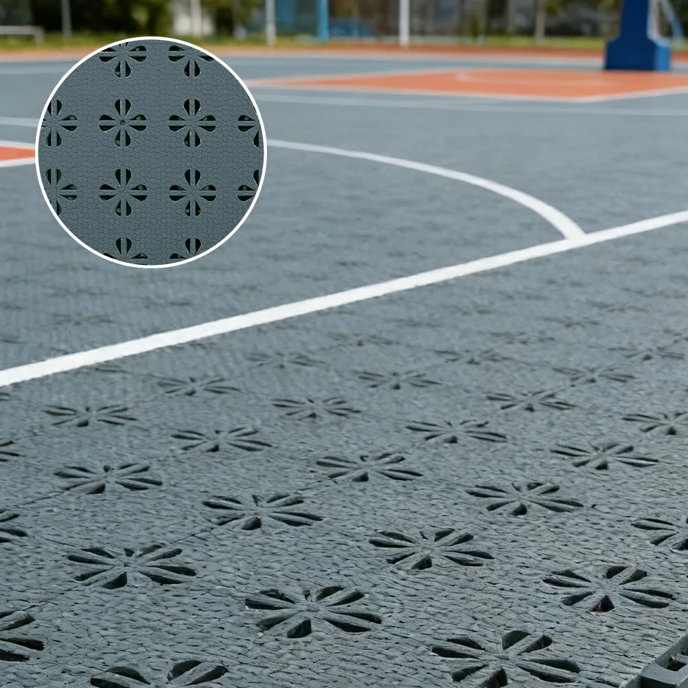 DUNK MASTER Interlocking Sports Court Tiles Anti-Slip Cushioning Drainage Flooring 10/20/30sqm Basketball Court Playground - Dark Grey - Image 2