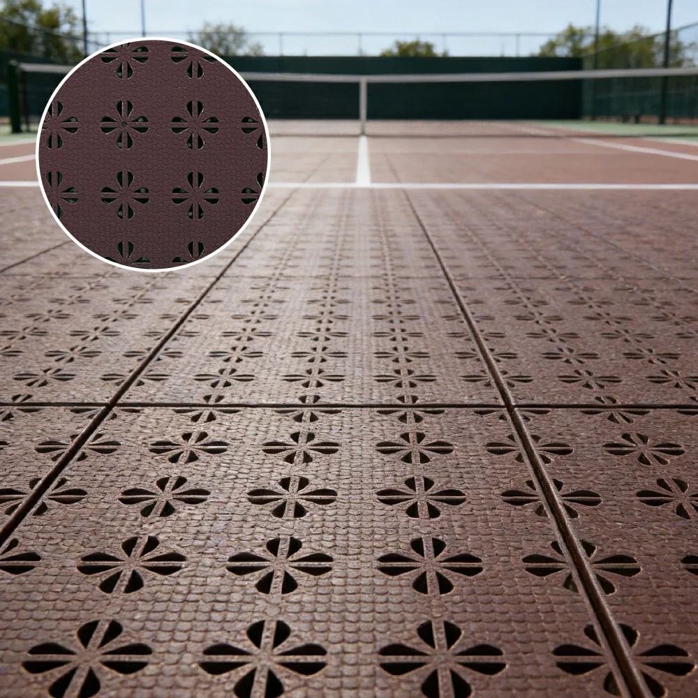 DUNK MASTER Interlocking Sports Court Tiles Anti-Slip Cushioning Drainage Flooring 10/20/30sqm Basketball Court Playground - Coffee - Image 2
