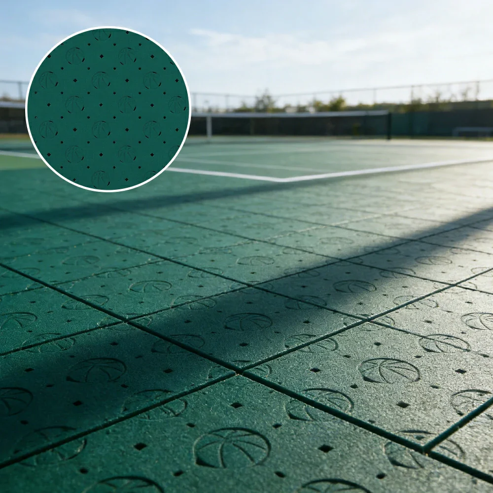 DUNK MASTER Outdoor Sports Flooring Tiles Interlocking Anti-Slip Court Floor 30.48cm Modular Tiles 10/20/30sqm Basketball Court Playground - Dark Green - Image 2
