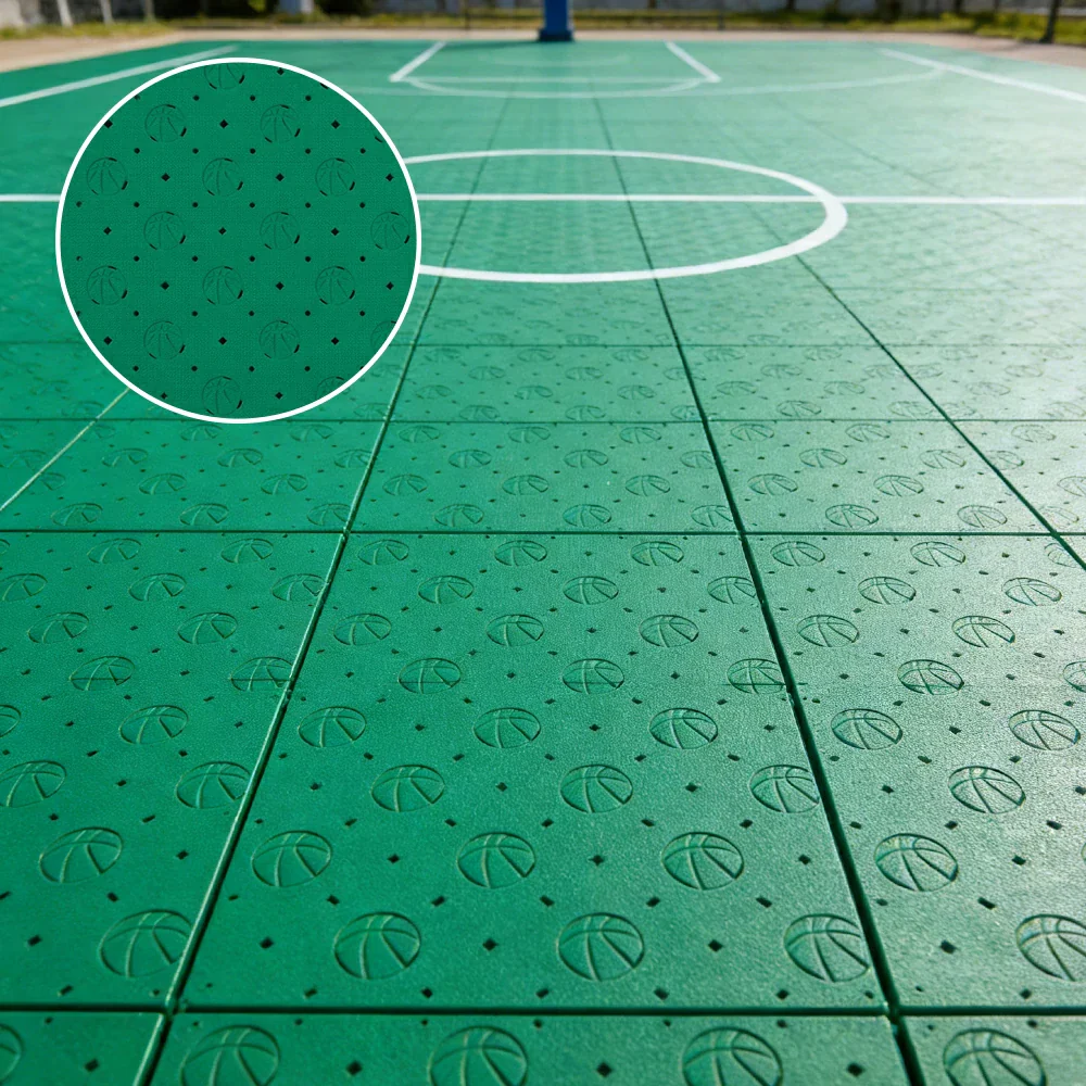 DUNK MASTER Outdoor Sports Flooring Tiles Interlocking Anti-Slip Court Floor 30.48cm Modular Tiles 10/20/30sqm Basketball Court Playground - Grass Green - Image 4
