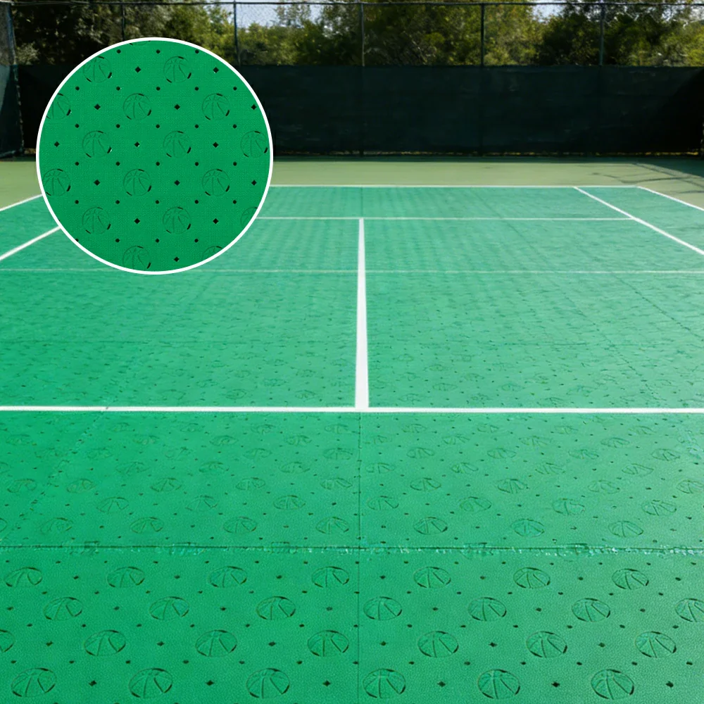 DUNK MASTER Outdoor Sports Flooring Tiles Interlocking Anti-Slip Court Floor 30.48cm Modular Tiles 10/20/30sqm Basketball Court Playground - Emerald Green - Image 2