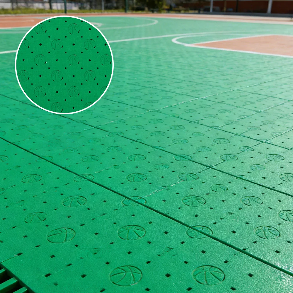 DUNK MASTER Outdoor Sports Flooring Tiles Interlocking Anti-Slip Court Floor 30.48cm Modular Tiles 10/20/30sqm Basketball Court Playground - Emerald Green - Image 4