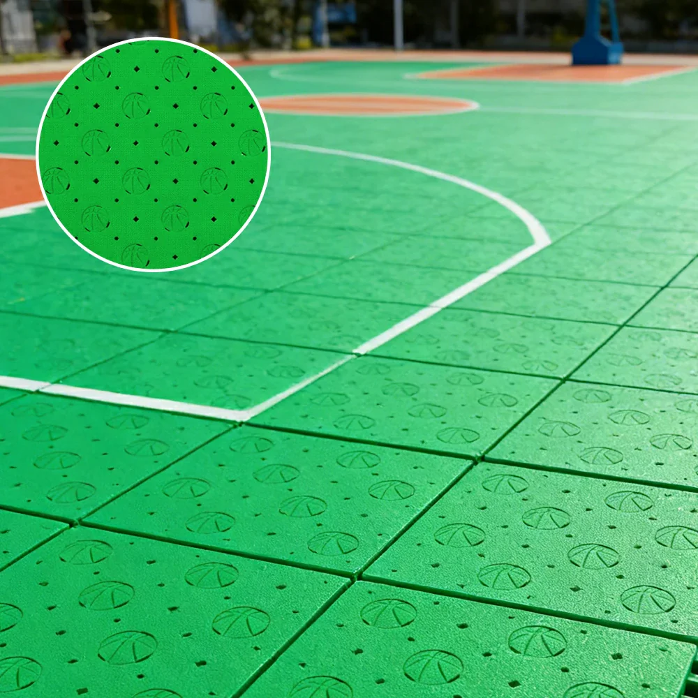 DUNK MASTER Outdoor Sports Flooring Tiles Interlocking Anti-Slip Court Floor 30.48cm Modular Tiles 10/20/30sqm Basketball Court Playground - Apple Green - Image 2