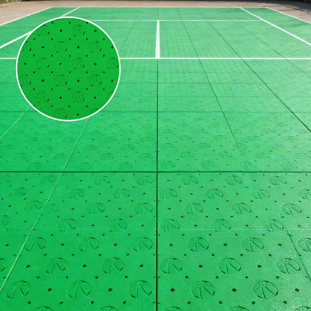 DUNK MASTER Outdoor Sports Flooring Tiles Interlocking Anti-Slip Court Floor 30.48cm Modular Tiles 10/20/30sqm Basketball Court Playground - Apple Green - Image 4
