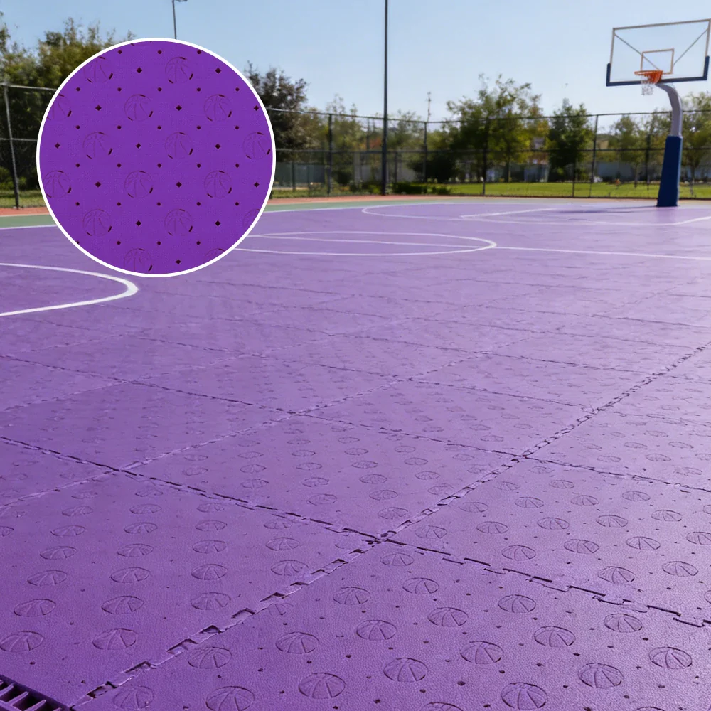 DUNK MASTER Outdoor Sports Flooring Tiles Interlocking Anti-Slip Court Floor 30.48cm Modular Tiles 10/20/30sqm Basketball Court Playground - Purple - Image 2