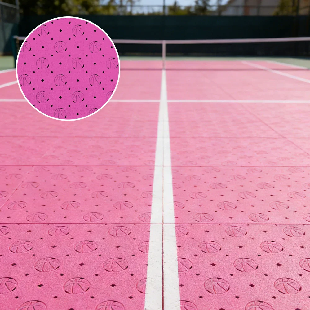 DUNK MASTER Outdoor Sports Flooring Tiles Interlocking Anti-Slip Court Floor 30.48cm Modular Tiles 10/20/30sqm Basketball Court Playground - Pink - Image 2