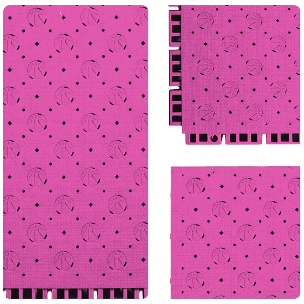 DUNK MASTER Outdoor Sports Flooring Tiles Interlocking Anti-Slip Court Floor 30.48cm Modular Tiles 10/20/30sqm Basketball Court Playground - Pink - Image 3