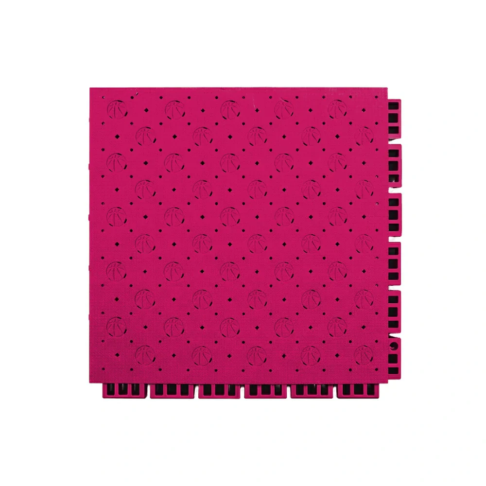 DUNK MASTER Outdoor Sports Flooring Tiles Interlocking Anti-Slip Court Floor 30.48cm Modular Tiles 10/20/30sqm Basketball Court Playground - Rose Red
