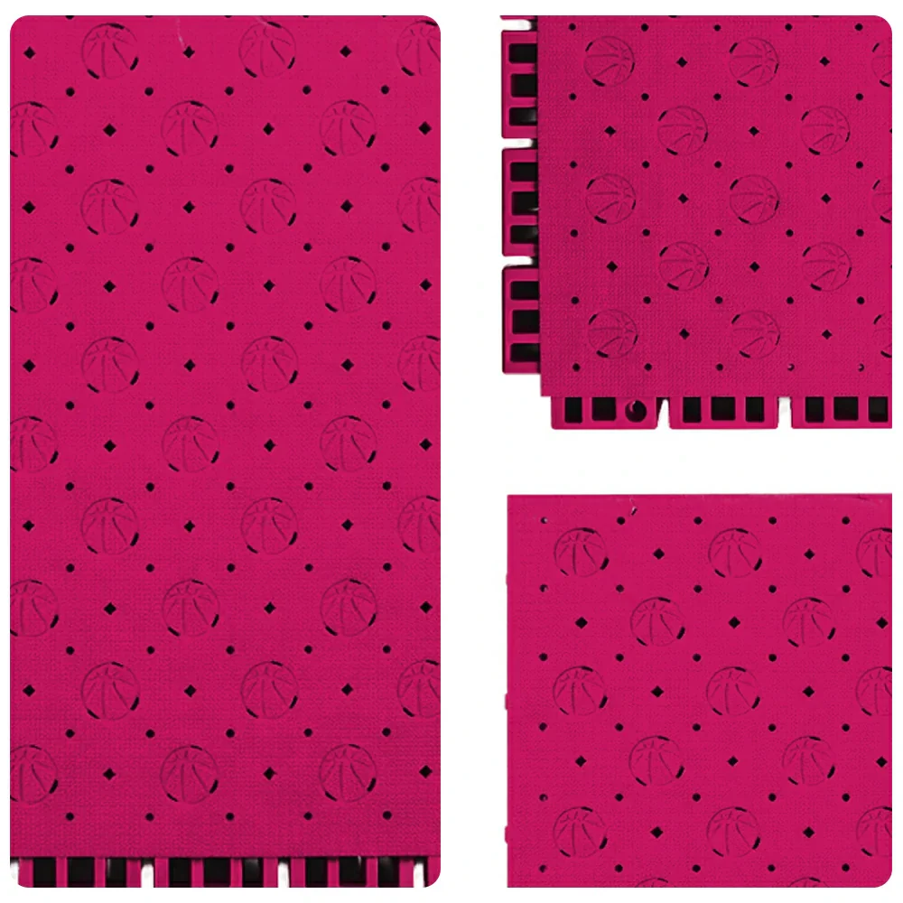 DUNK MASTER Outdoor Sports Flooring Tiles Interlocking Anti-Slip Court Floor 30.48cm Modular Tiles 10/20/30sqm Basketball Court Playground - Rose Red - Image 3