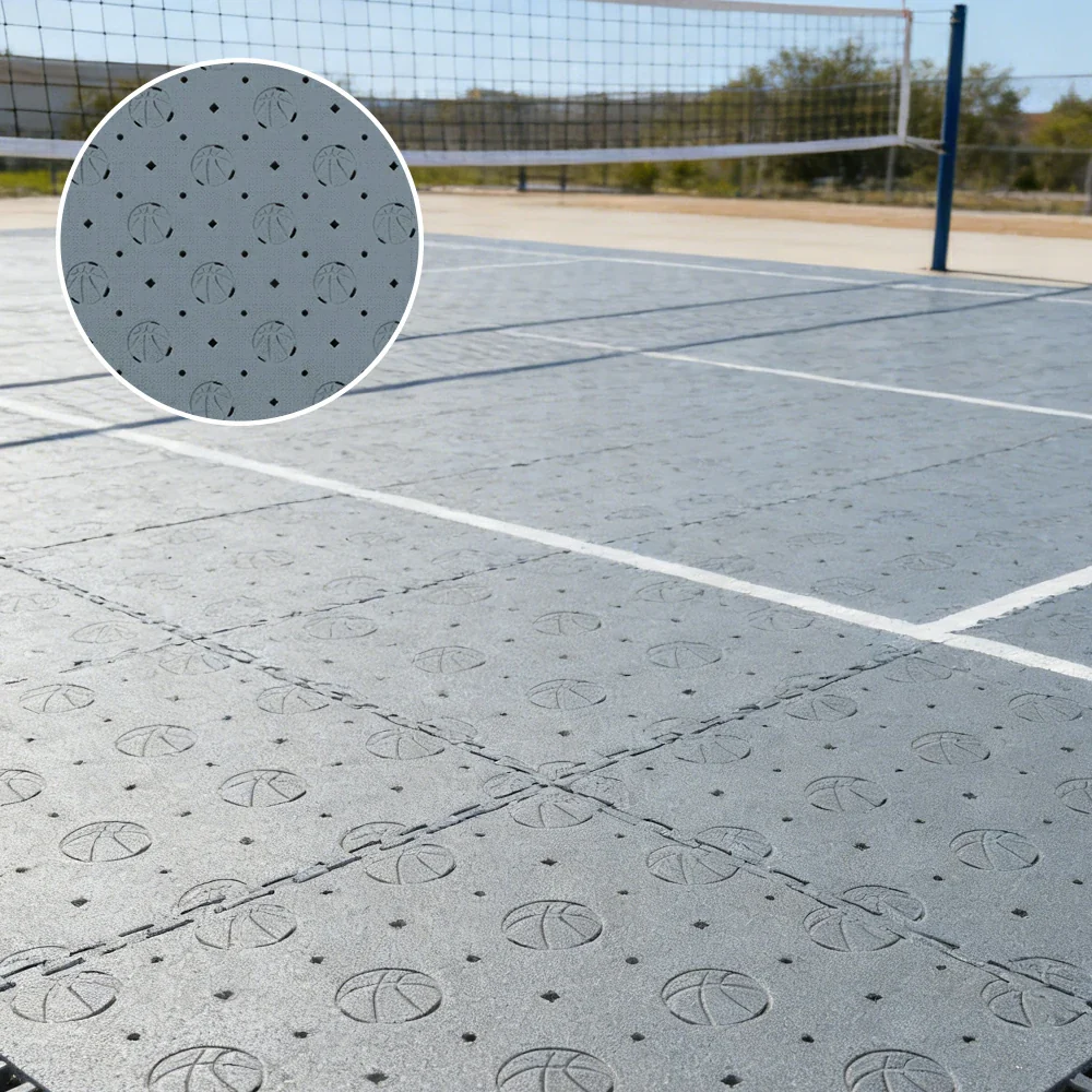 DUNK MASTER Outdoor Sports Flooring Tiles Interlocking Anti-Slip Court Floor 30.48cm Modular Tiles 10/20/30sqm Basketball Court Playground - Light Grey - Image 4