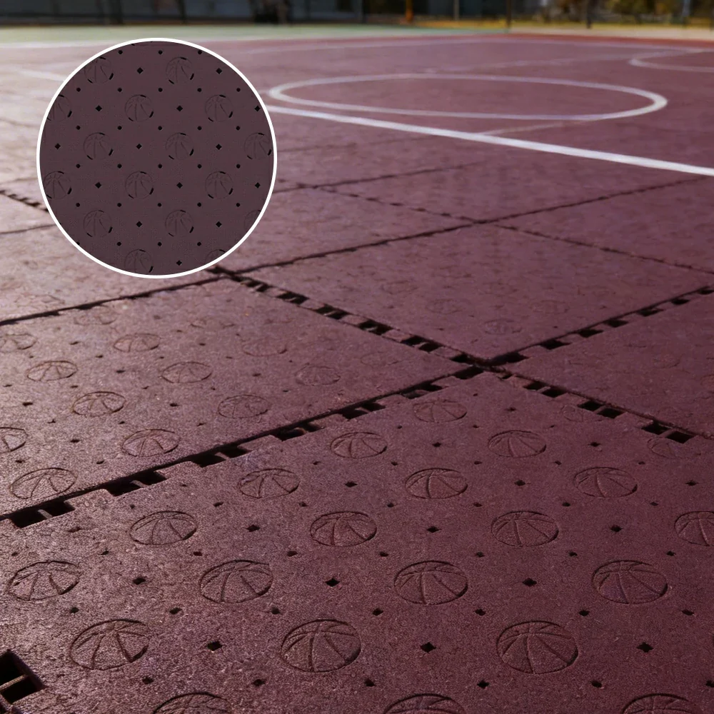 DUNK MASTER Outdoor Sports Flooring Tiles Interlocking Anti-Slip Court Floor 30.48cm Modular Tiles 10/20/30sqm Basketball Court Playground - Coffee - Image 4