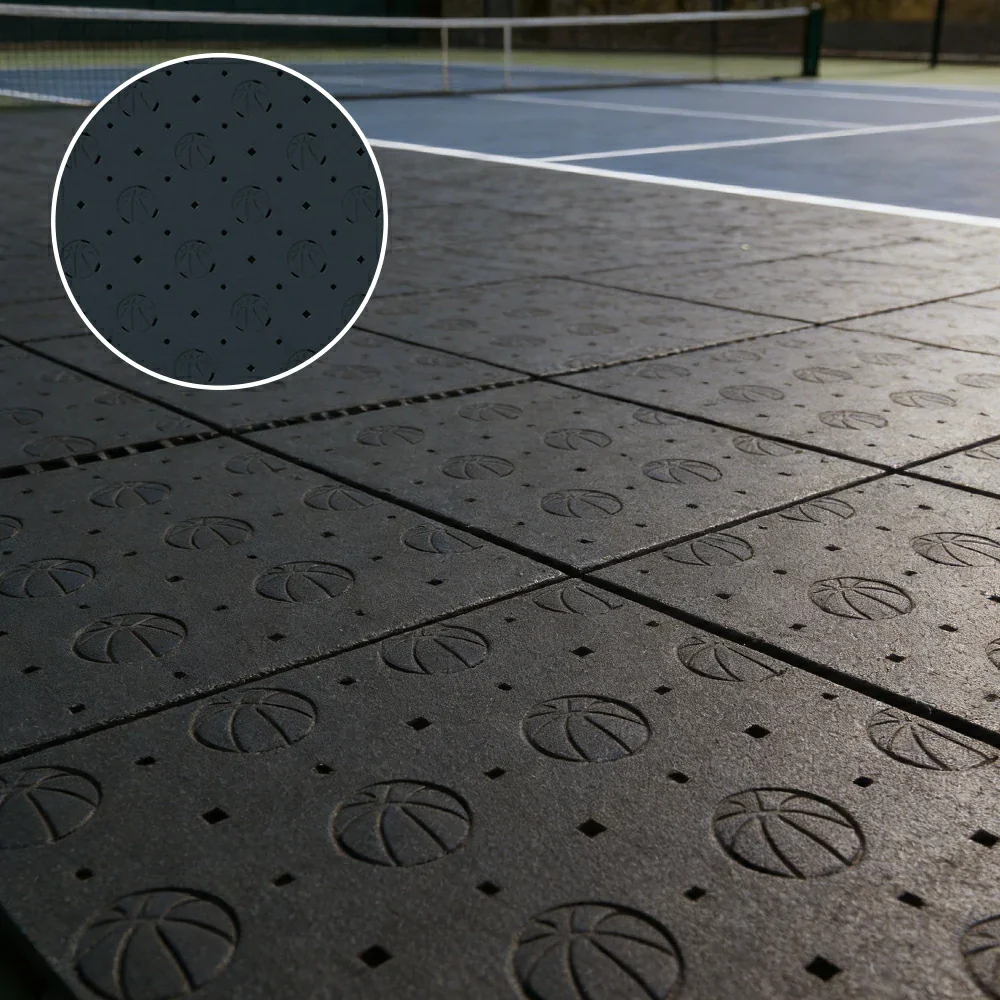 DUNK MASTER Outdoor Sports Flooring Tiles Interlocking Anti-Slip Court Floor 30.48cm Modular Tiles 10/20/30sqm Basketball Court Playground - Black - Image 2
