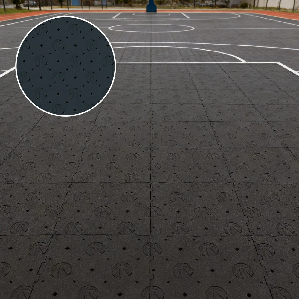 DUNK MASTER Outdoor Sports Flooring Tiles Interlocking Anti-Slip Court Floor 30.48cm Modular Tiles 10/20/30sqm Basketball Court Playground - Black - Image 4
