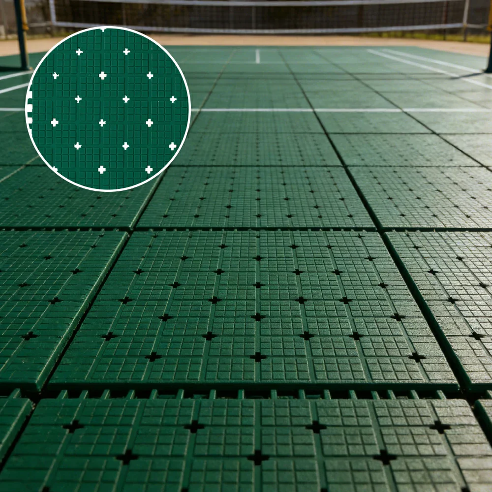 DUNK MASTER Interlocking Sports Flooring Tiles Anti-Slip Shock Absorbing Court Flooring 25cm Modular Tiles 10/20/30sqm Basketball Court Playground - Dark Green - Image 2