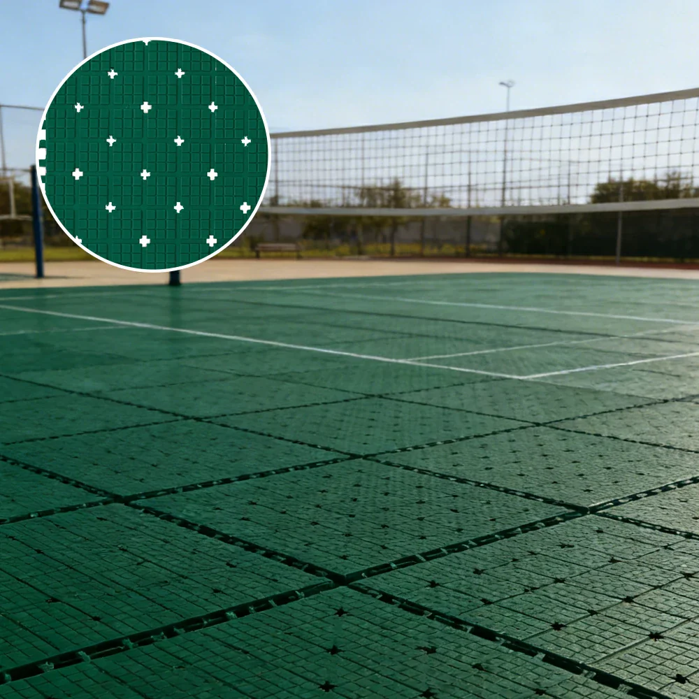 DUNK MASTER Interlocking Sports Flooring Tiles Anti-Slip Shock Absorbing Court Flooring 25cm Modular Tiles 10/20/30sqm Basketball Court Playground - Dark Green - Image 4