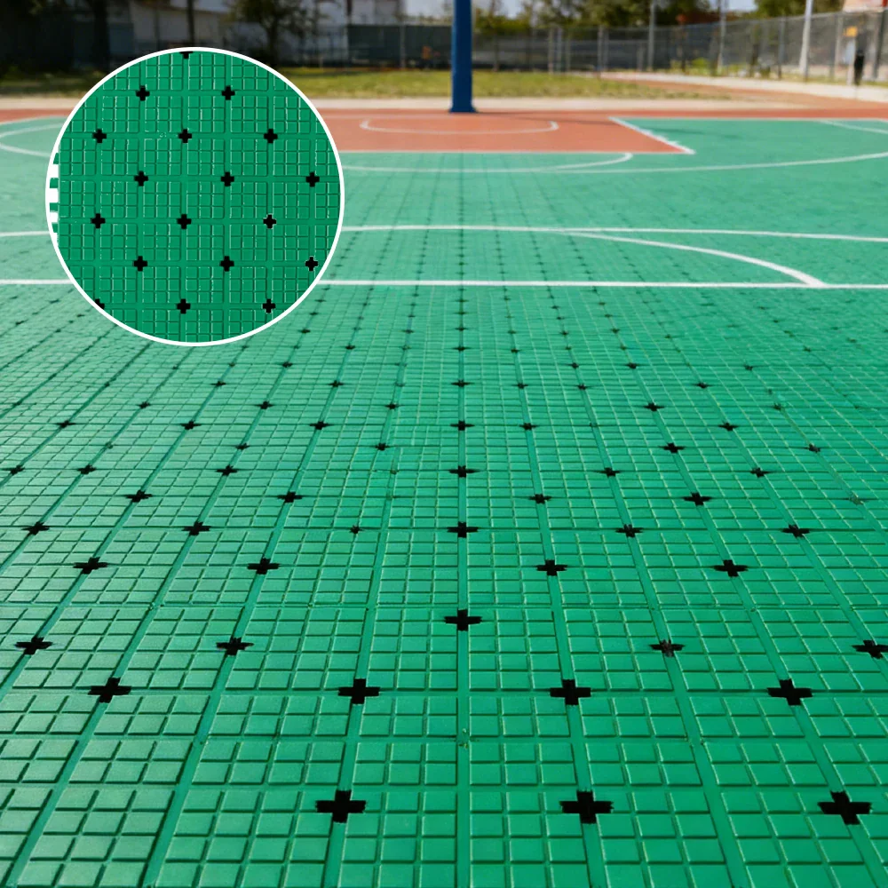 DUNK MASTER Interlocking Sports Flooring Tiles Anti-Slip Shock Absorbing Court Flooring 25cm Modular Tiles 10/20/30sqm Basketball Court Playground - Grass Green - Image 2