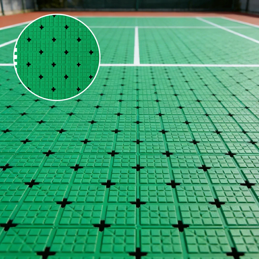 DUNK MASTER Interlocking Sports Flooring Tiles Anti-Slip Shock Absorbing Court Flooring 25cm Modular Tiles 10/20/30sqm Basketball Court Playground - Emerald Green - Image 2