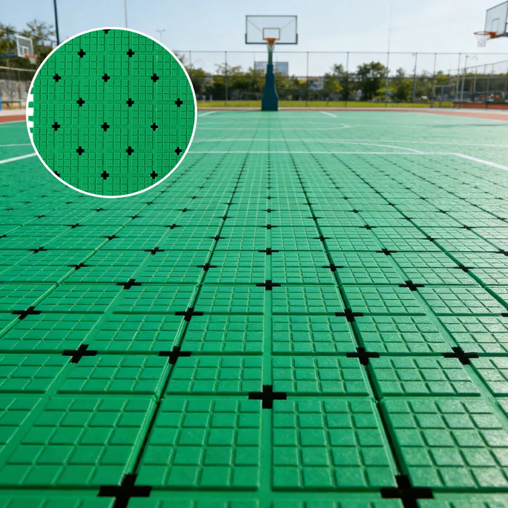 DUNK MASTER Interlocking Sports Flooring Tiles Anti-Slip Shock Absorbing Court Flooring 25cm Modular Tiles 10/20/30sqm Basketball Court Playground - Emerald Green - Image 4