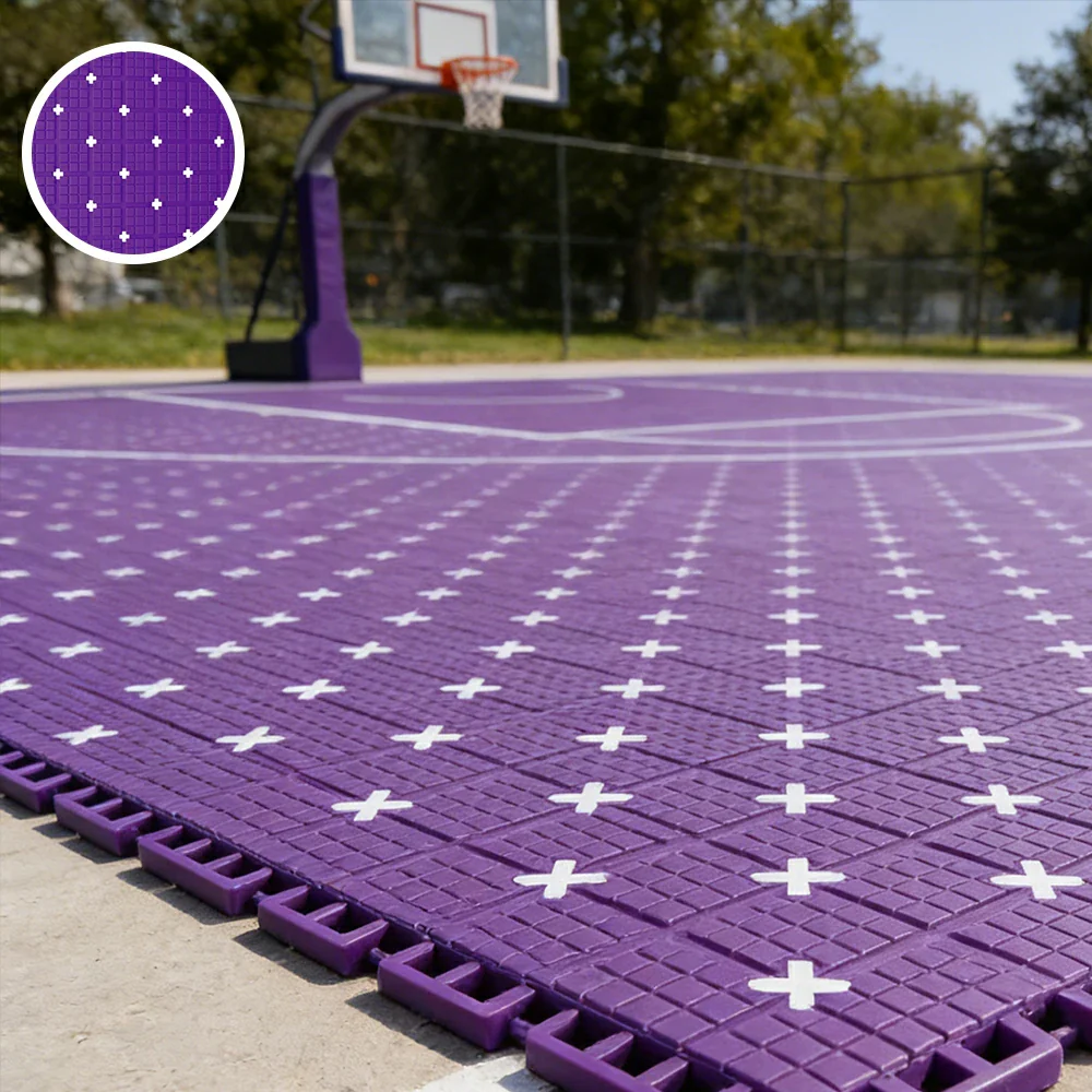 DUNK MASTER Interlocking Sports Flooring Tiles Anti-Slip Shock Absorbing Court Flooring 25cm Modular Tiles 10/20/30sqm Basketball Court Playground - Purple - Image 4
