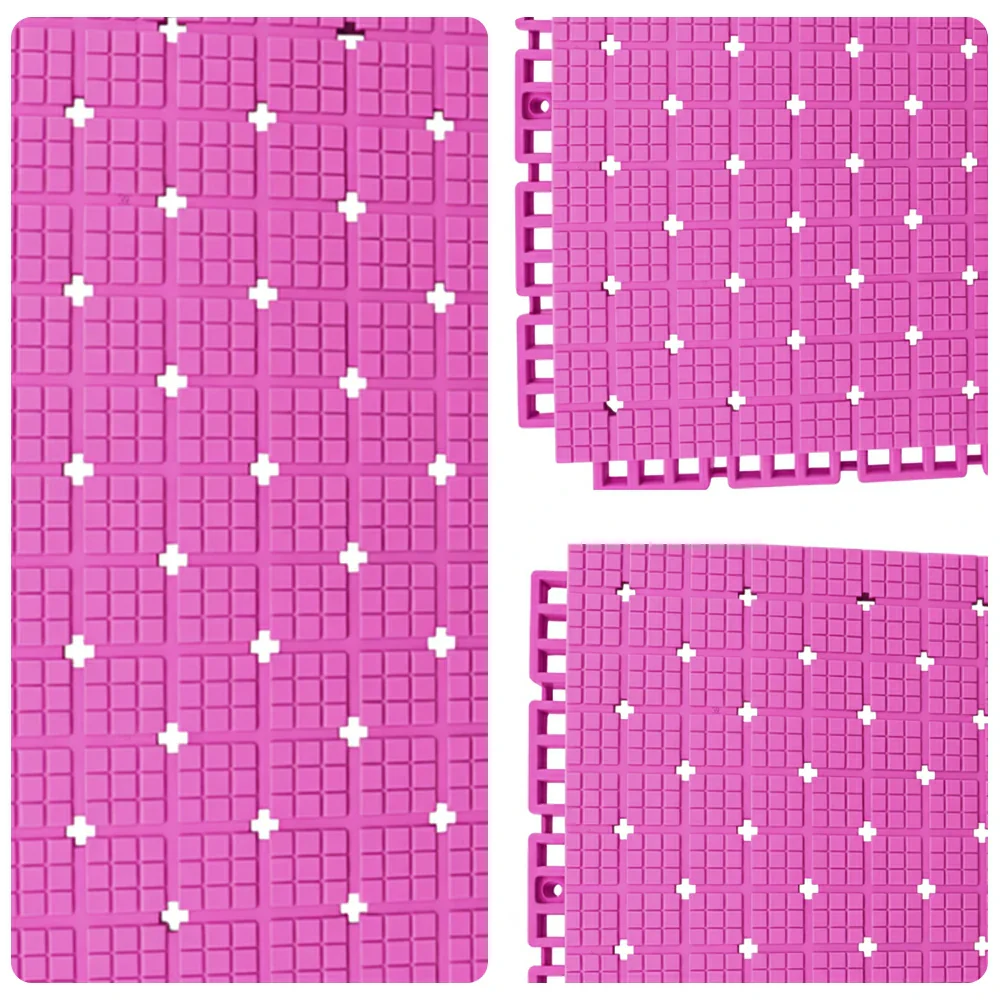 DUNK MASTER Interlocking Sports Flooring Tiles Anti-Slip Shock Absorbing Court Flooring 25cm Modular Tiles 10/20/30sqm Basketball Court Playground - Pink - Image 3