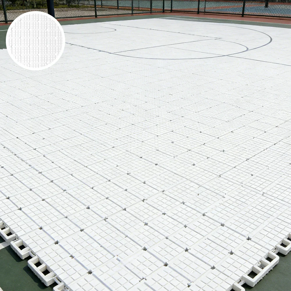 DUNK MASTER Interlocking Sports Flooring Tiles Anti-Slip Shock Absorbing Court Flooring 25cm Modular Tiles 10/20/30sqm Basketball Court Playground - White - Image 4