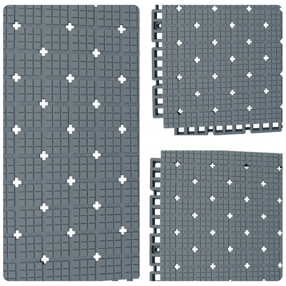 DUNK MASTER Interlocking Sports Flooring Tiles Anti-Slip Shock Absorbing Court Flooring 25cm Modular Tiles 10/20/30sqm Basketball Court Playground - Light Grey - Image 3