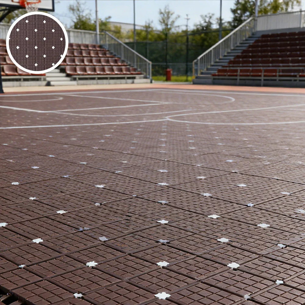 DUNK MASTER Interlocking Sports Flooring Tiles Anti-Slip Shock Absorbing Court Flooring 25cm Modular Tiles 10/20/30sqm Basketball Court Playground - Coffee - Image 4