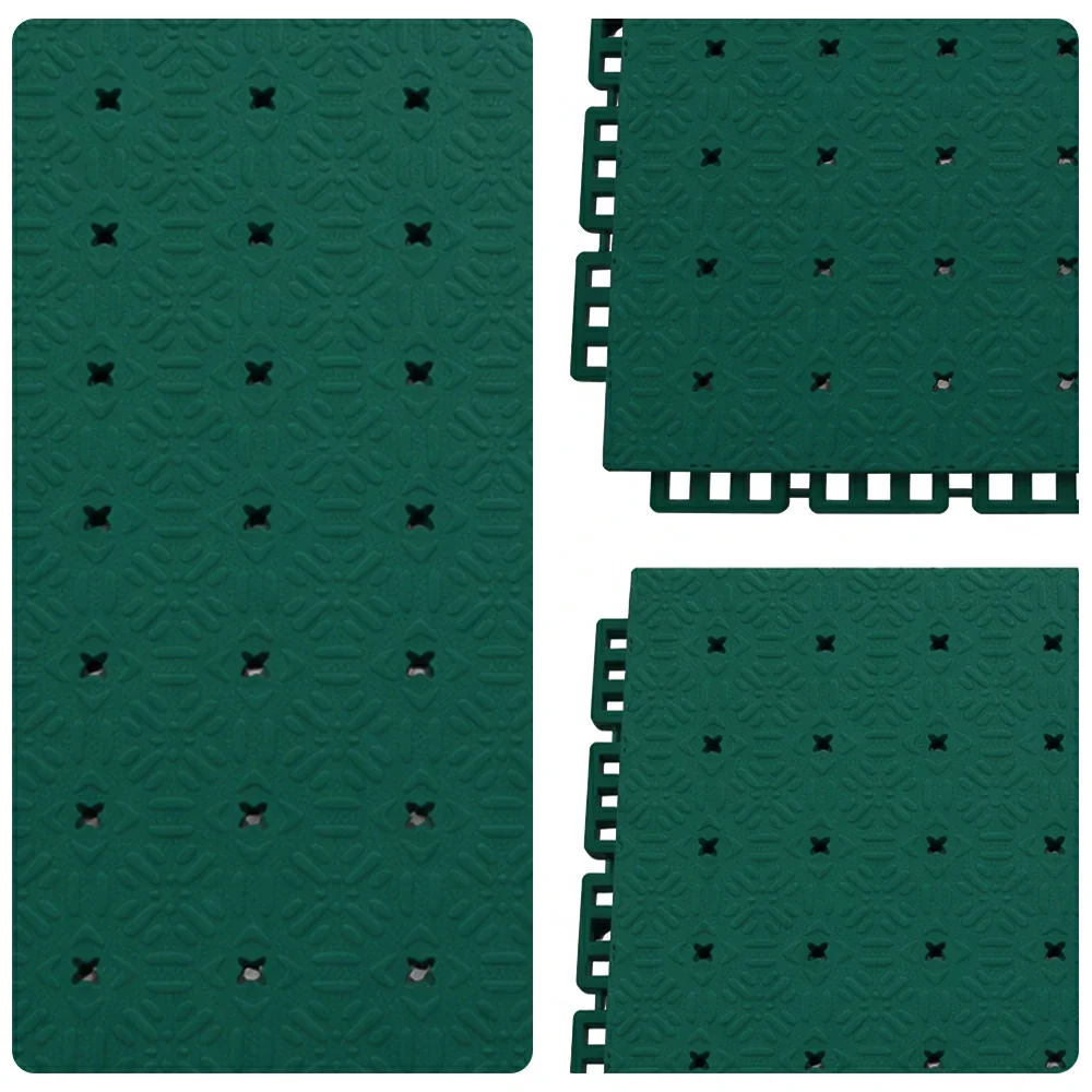 DUNK MASTER Interlocking Sports Flooring Tiles Non-Slip Drainage Court Flooring 10/20/30sqm Outdoor Basketball Court Playground Floor - Dark Green - Image 3