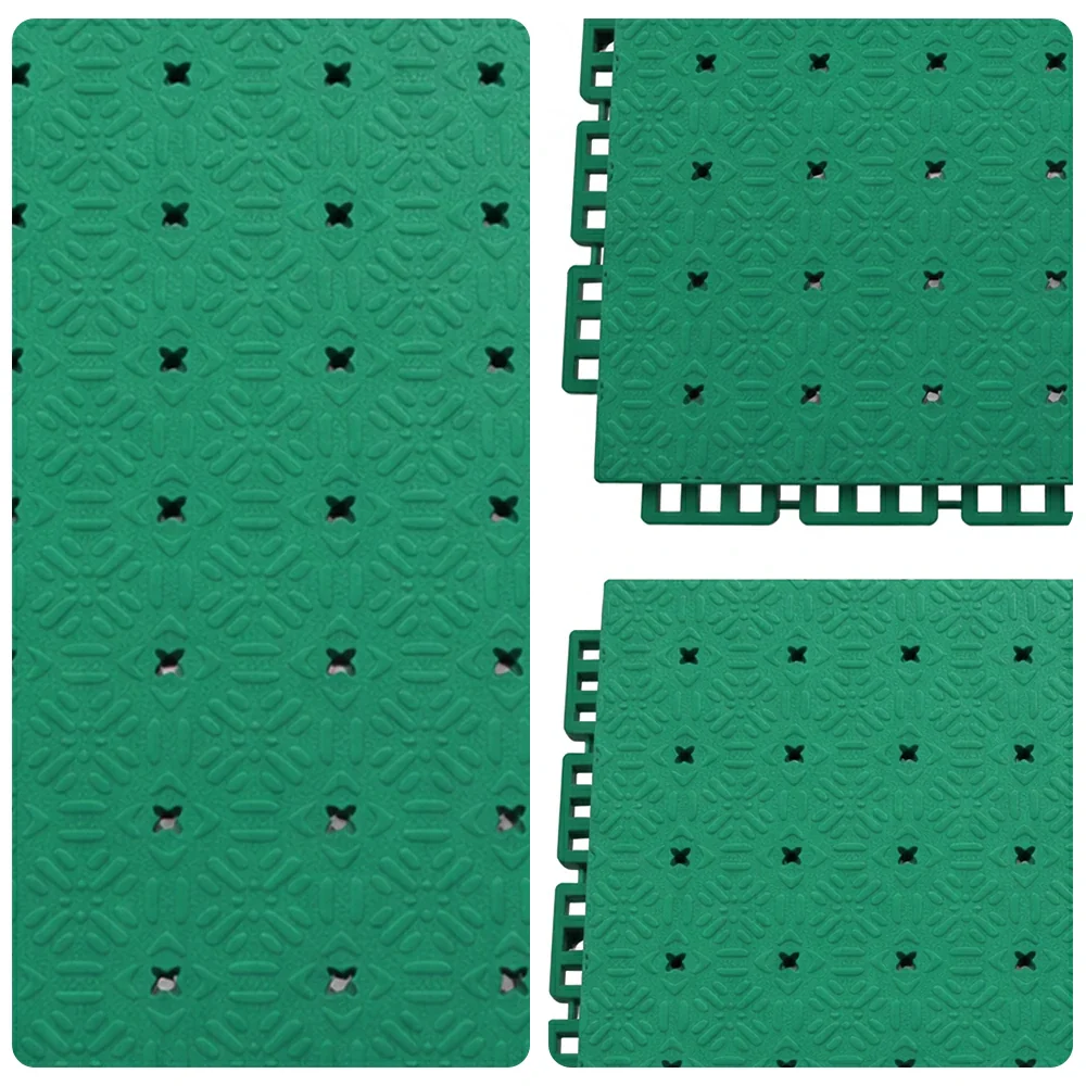 DUNK MASTER Interlocking Sports Flooring Tiles Non-Slip Drainage Court Flooring 10/20/30sqm Outdoor Basketball Court Playground Floor - Grass Green - Image 3
