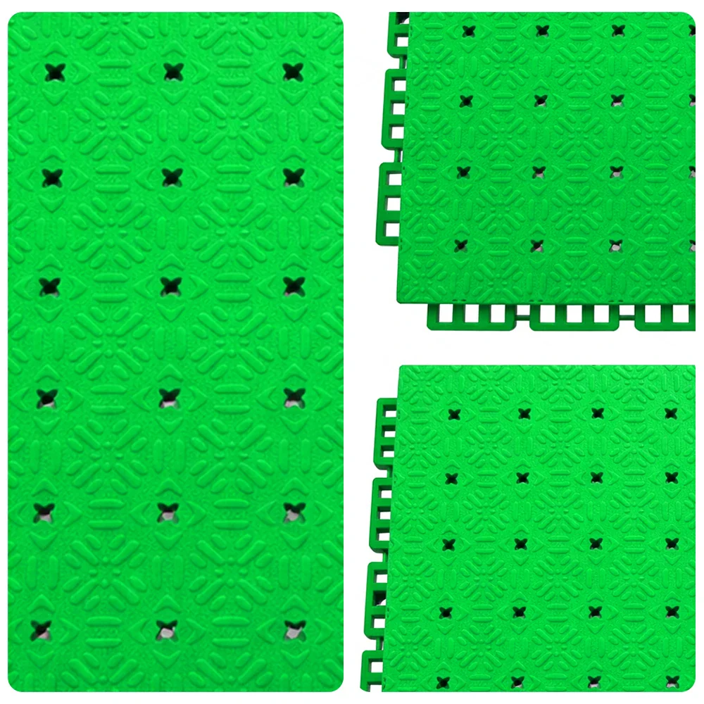 DUNK MASTER Interlocking Sports Flooring Tiles Non-Slip Drainage Court Flooring 10/20/30sqm Outdoor Basketball Court Playground Floor - Apple Green - Image 3