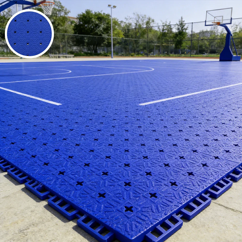 DUNK MASTER Interlocking Sports Flooring Tiles Non-Slip Drainage Court Flooring 10/20/30sqm Outdoor Basketball Court Playground Floor - Royal Blue - Image 4