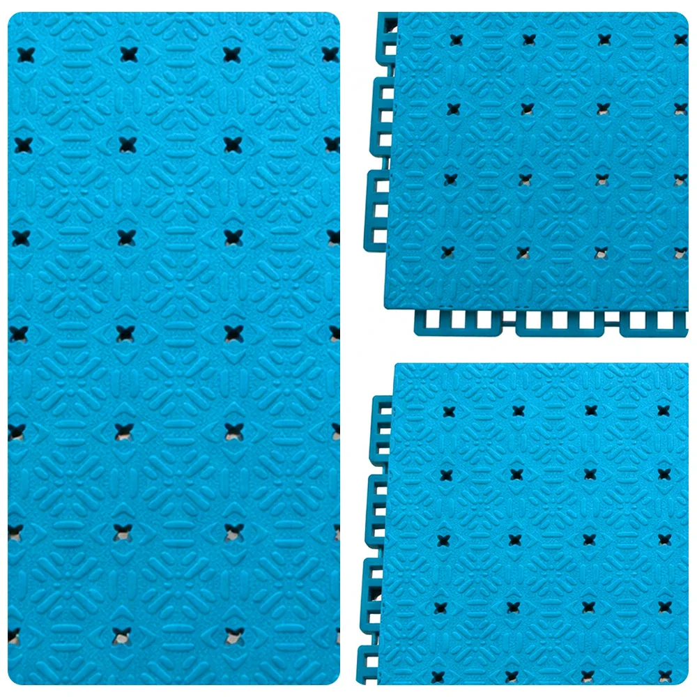 DUNK MASTER Interlocking Sports Flooring Tiles Non-Slip Drainage Court Flooring 10/20/30sqm Outdoor Basketball Court Playground Floor - Blue - Image 3