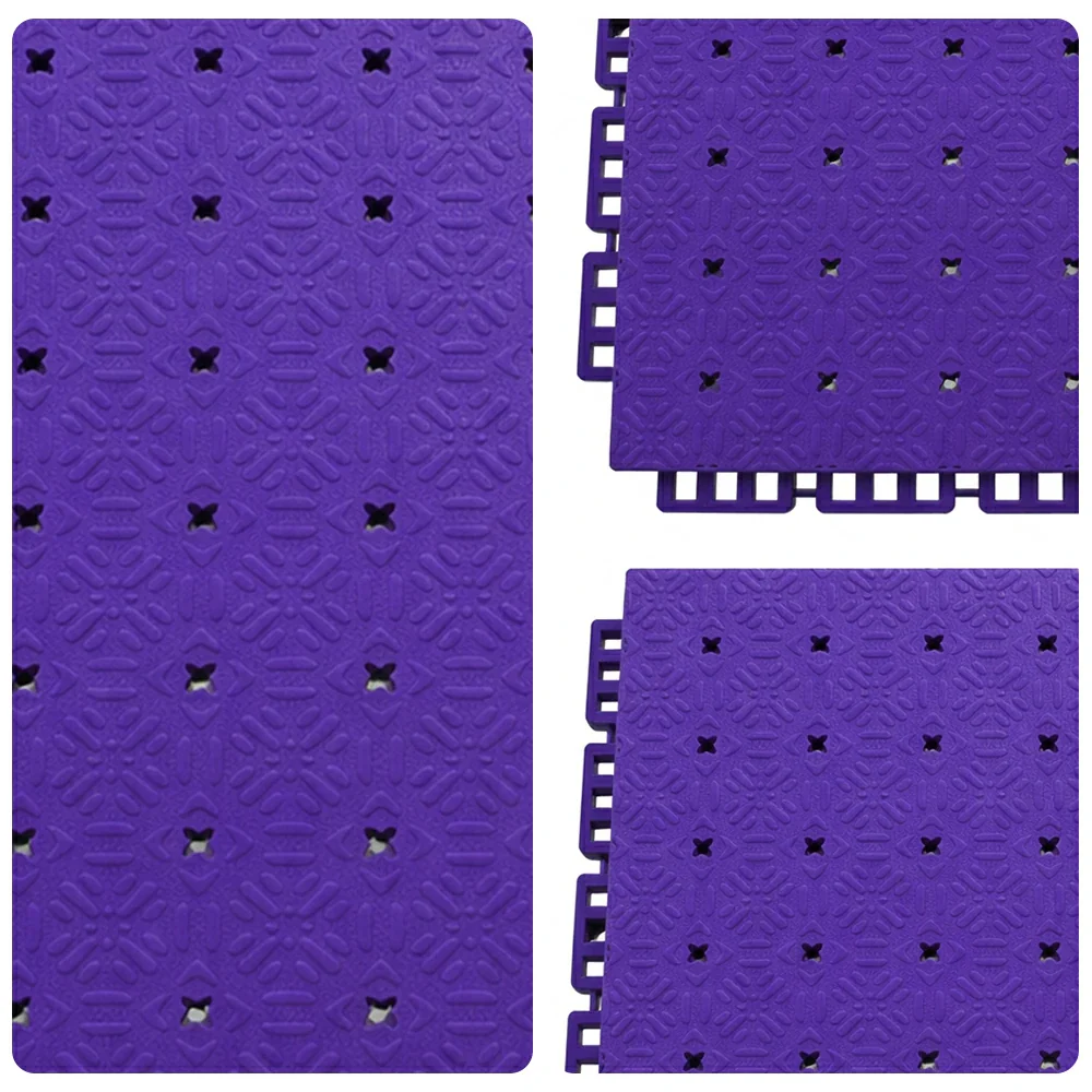 DUNK MASTER Interlocking Sports Flooring Tiles Non-Slip Drainage Court Flooring 10/20/30sqm Outdoor Basketball Court Playground Floor - Purple - Image 3