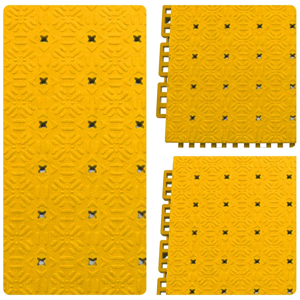 DUNK MASTER Interlocking Sports Flooring Tiles Non-Slip Drainage Court Flooring 10/20/30sqm Outdoor Basketball Court Playground Floor - Yellow - Image 3
