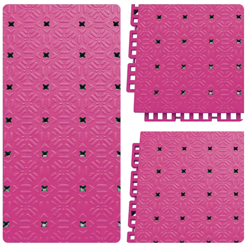 DUNK MASTER Interlocking Sports Flooring Tiles Non-Slip Drainage Court Flooring 10/20/30sqm Outdoor Basketball Court Playground Floor - Pink - Image 3