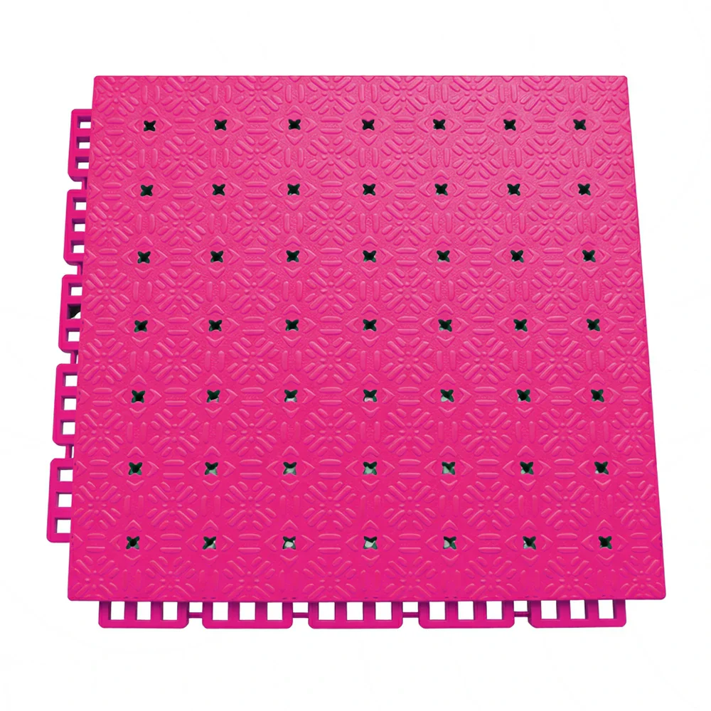 DUNK MASTER Interlocking Sports Flooring Tiles Non-Slip Drainage Court Flooring 10/20/30sqm Outdoor Basketball Court Playground Floor - Rose Red