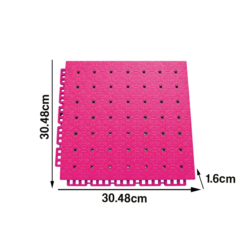 DUNK MASTER Interlocking Sports Flooring Tiles Non-Slip Drainage Court Flooring 10/20/30sqm Outdoor Basketball Court Playground Floor - Rose Red - Image 5