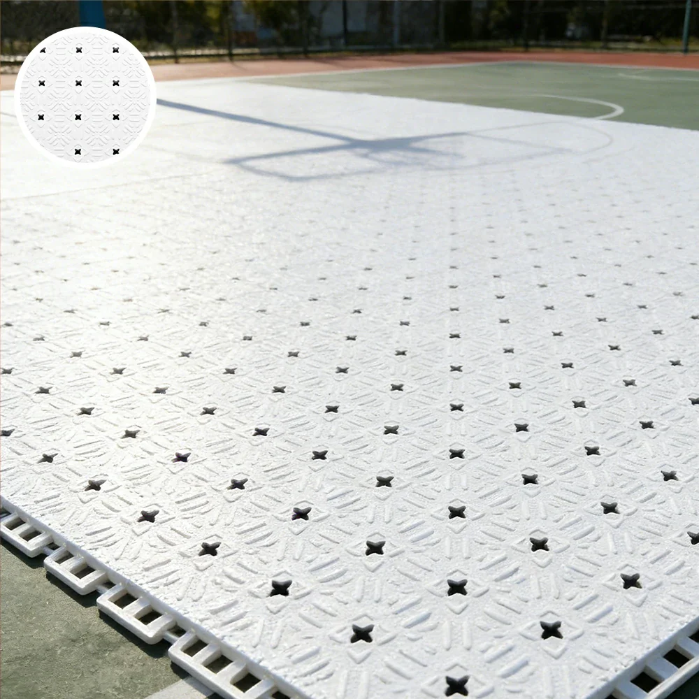 DUNK MASTER Interlocking Sports Flooring Tiles Non-Slip Drainage Court Flooring 10/20/30sqm Outdoor Basketball Court Playground Floor - White - Image 2